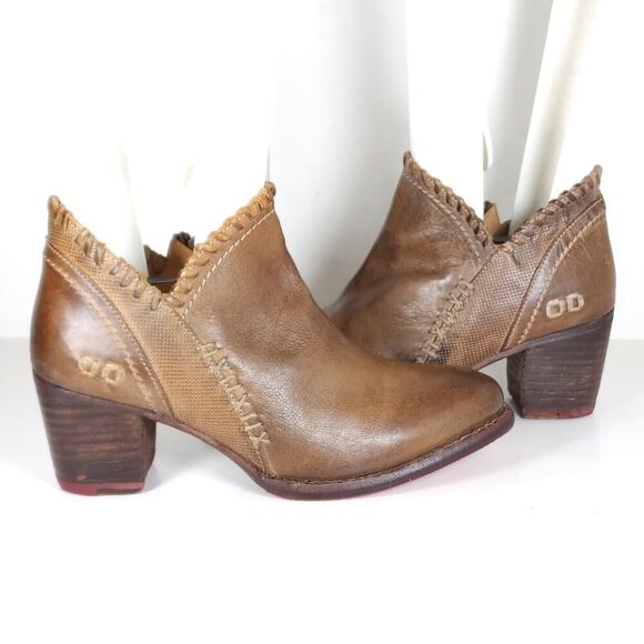 BedStu Women's Carla US6,5 Brown Leather Distressed Whipstitch Heel Ankle Boots - Picture 10 of 14